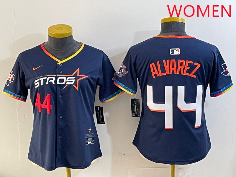 Women Houston Astros 44 Alvarez Drak Blue Fourth generation Joint Name 2025 Nike MLB Jersey style 5
